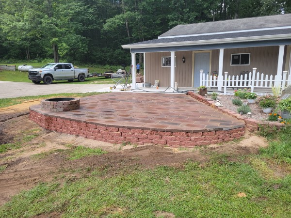 Flagstone patio with outdoor seating area